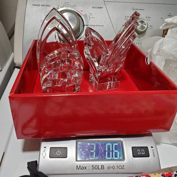 Mikasa Candle Holders Pair Taper Lead Crystal Art Deco Style 1990s Tulip Germany - Picture 10 of 16